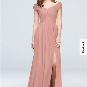 Crisscross Off-the-Shoulder Mesh Bridesmaid Dress Ballet